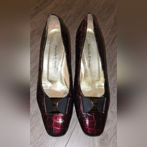 Marcella Roberto Italian Crafted Leather Heels Burgundy Fogarin EU 40 9-9.5 USA